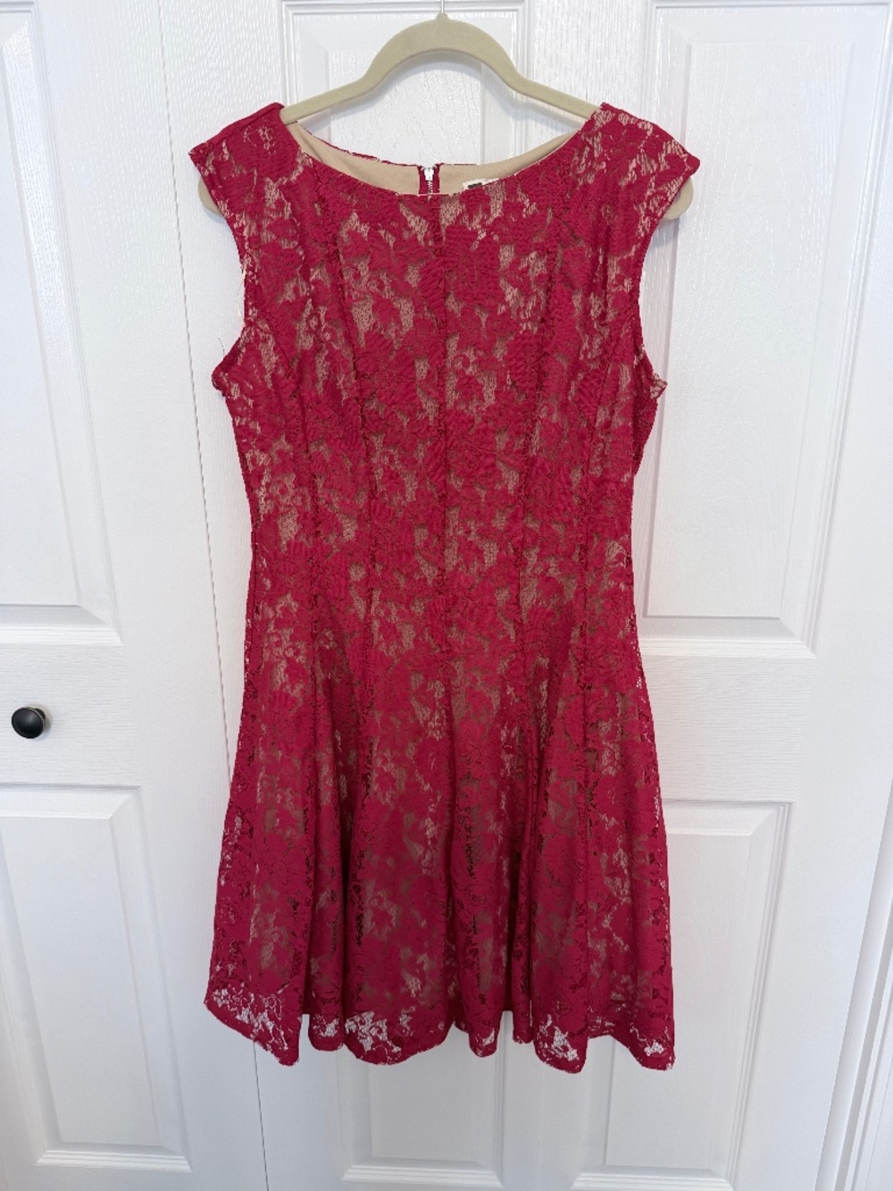 Julian Taylor dress, red lace fully lined, size 12